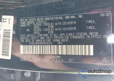 2021 Toyota Highlander Xle из США, поврежденный, VIN 5TDGZRBH2MS058240